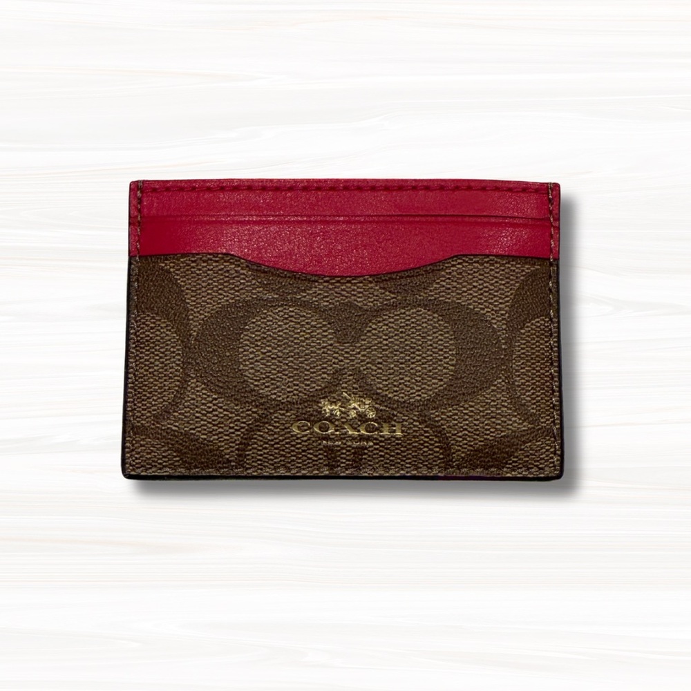 Coach Signature Brown and Pink Card Holder